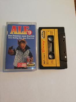 Alf Folge 9 Das Fenster zum Garten/ Ein Käfig für den Narren Schwarz mit Gelben Aufkleber 835 861-4 Karussell(Innencover und Seite 1 der MC beschrieben)